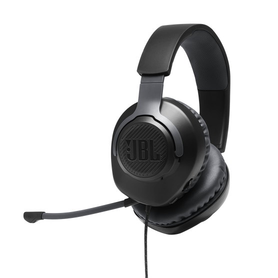 JBL Quantum 100 - Black - Wired over-ear gaming headset with flip-up mic - Hero